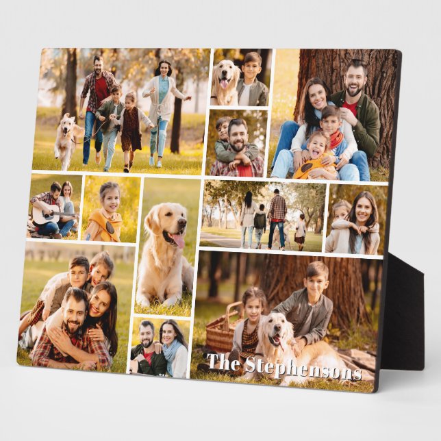 Unique 12 Photo Collage Name Simple Plaque (Side)