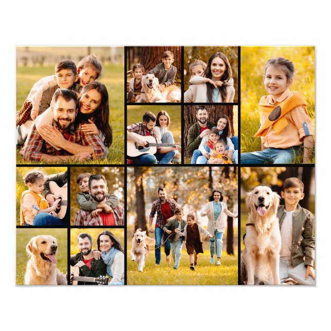 Unique 12 Photo Collage Simple Black (Front)