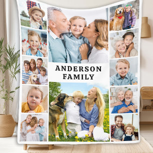 Unique 12 Photos Collage Cute Simple Family Fleece Blanket