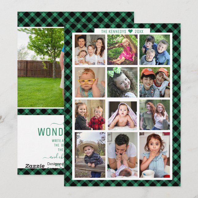 Unique 13 Photo Collage Family Year In Review Holiday Card (Front/Back)