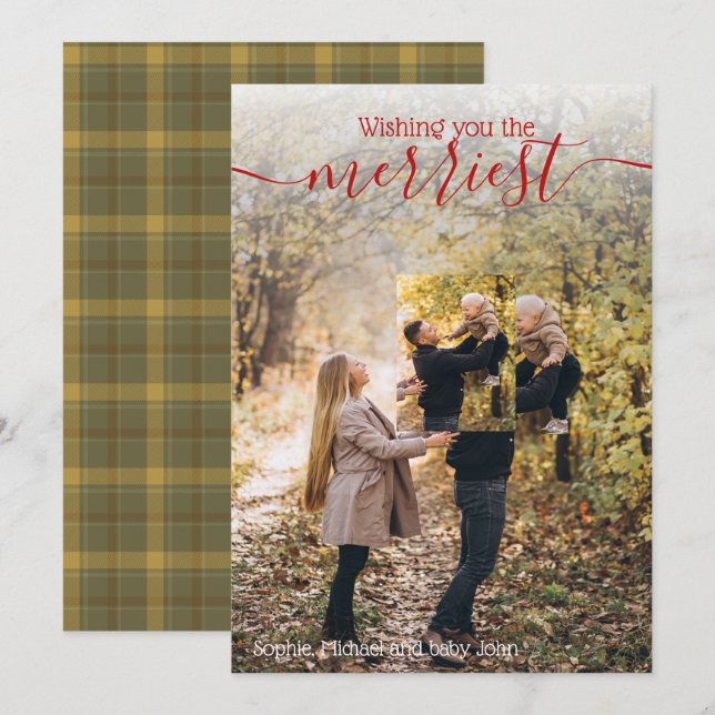 Unique 2 Photo - IN Cell Photo Holiday Wishes Invitation (Front/Back)