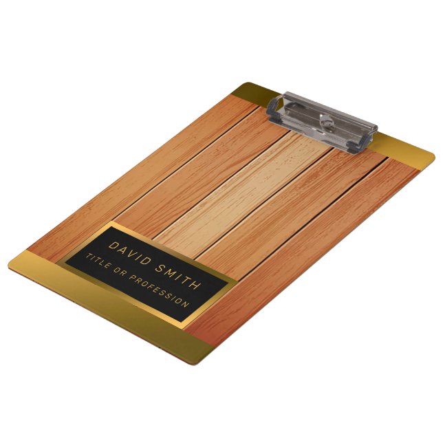 Unique 2in1 Gold Luxury Wood Business Card & Desk  Clipboard (Angled)