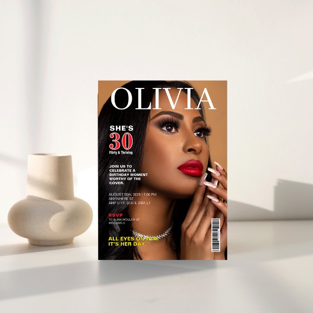 Unique 30th Birthday Custom Photo Magazine Cover Invitation (Creator Uploaded)