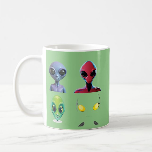 Unique 3D Alien Face Design Coffee Mug (Left)