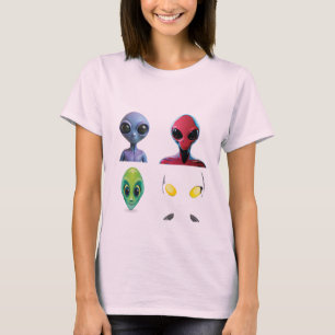 Unique 3D Alien Face Design  T-Shirt