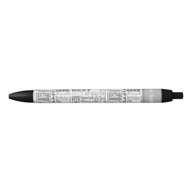 Unique 40th Birthday Party Personalised Gifts Black Ink Pen (Front)