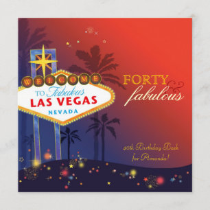 Unique 40th Las Vegas Birthday Party Invitation