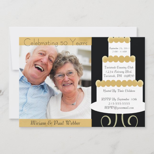 Unique 50th Anniversary Party Invitation With Phot (Front)