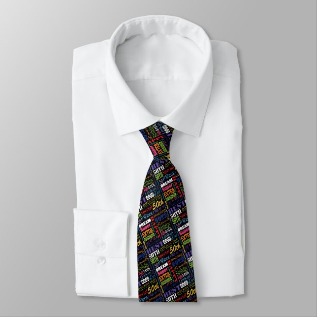 Unique 50th Birthday Party Personalised Gifts Tie (Tied)