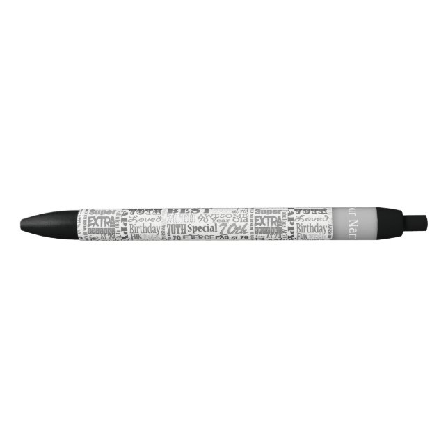 Unique 70th Birthday Party Personalised Gifts Black Ink Pen (Front)