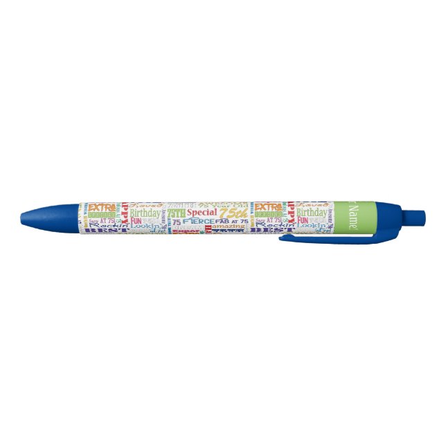 Unique 75th Birthday Party Personalised Gifts Blue Ink Pen (Bottom)