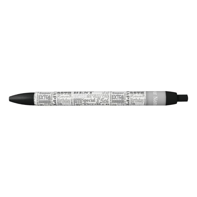 Unique 85th Birthday Party Personalised Gifts Black Ink Pen (Front)