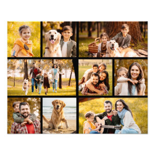 Unique 9 Photo Collage Minimalist Simple Black