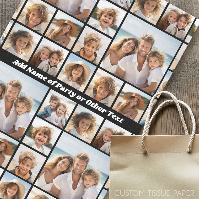 Unique 9 Photo Collage with optional backbround Tissue Paper (Custom Photo Tissue Paper)