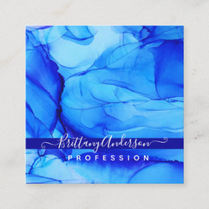 Unique Abstract Agate Blue Custom Square Business Card