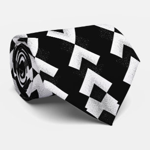 Unique Abstract Black White Optical Illusion  Tie