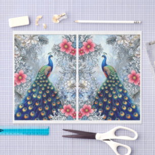 Unique Abstract Floral Peacock Decoupage Tissue Paper