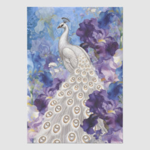 Unique Abstract Floral White Peacock Decoupage Tissue Paper