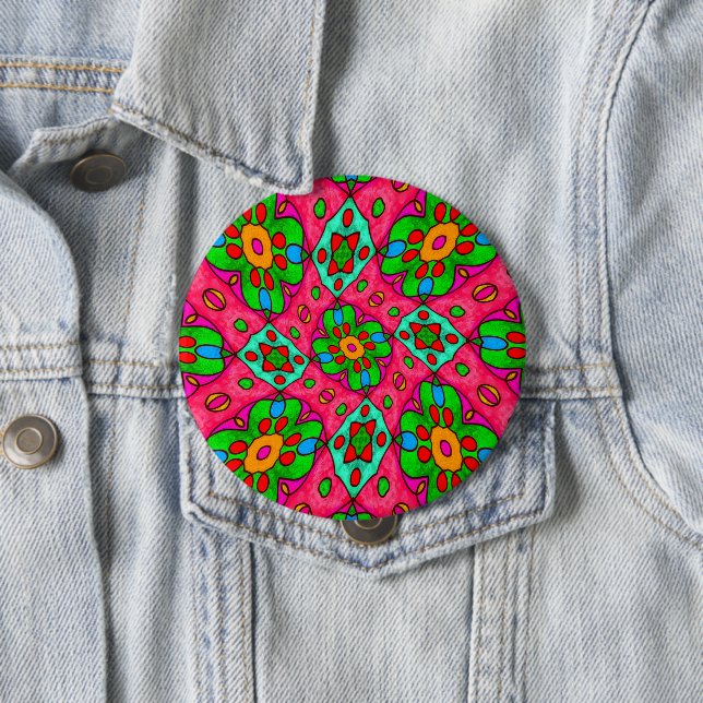 Unique Abstract Flowers Pattern 10 Cm Round Badge (In Situ)