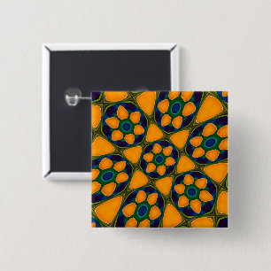 Unique Abstract Flowers Pattern 15 Cm Square Badge