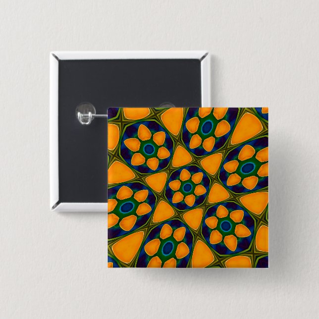 Unique Abstract Flowers Pattern 15 Cm Square Badge (Front & Back)