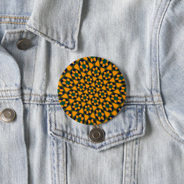 Unique Abstract Flowers Pattern 7.5 Cm Round Badge (In Situ)