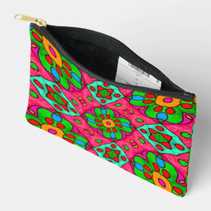 Unique Abstract Flowers Pattern Accessory Pouch