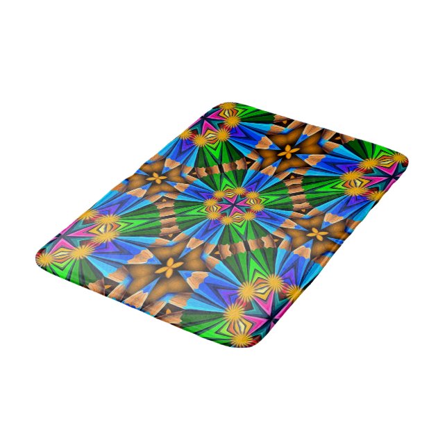 Unique Abstract Flowers Pattern Bath Mat (Angled)