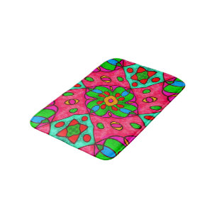 Unique Abstract Flowers Pattern Bath Mat