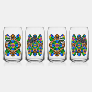 Unique Abstract Flowers Pattern Can Glass
