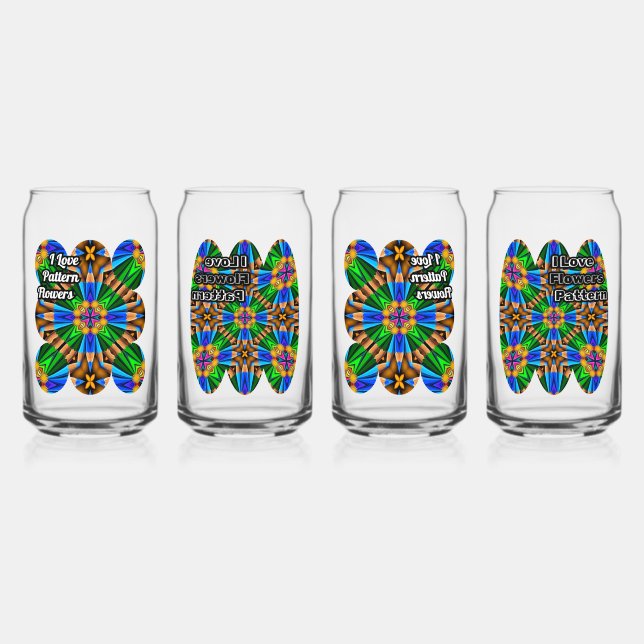 Unique Abstract Flowers Pattern Can Glass (Front)