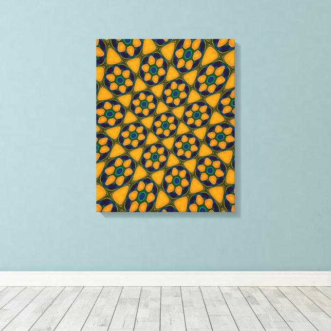 Unique Abstract Flowers Pattern Canvas Print (Insitu(Wood Floor))