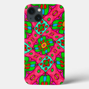 Unique Abstract Flowers Pattern iPhone 13 Case