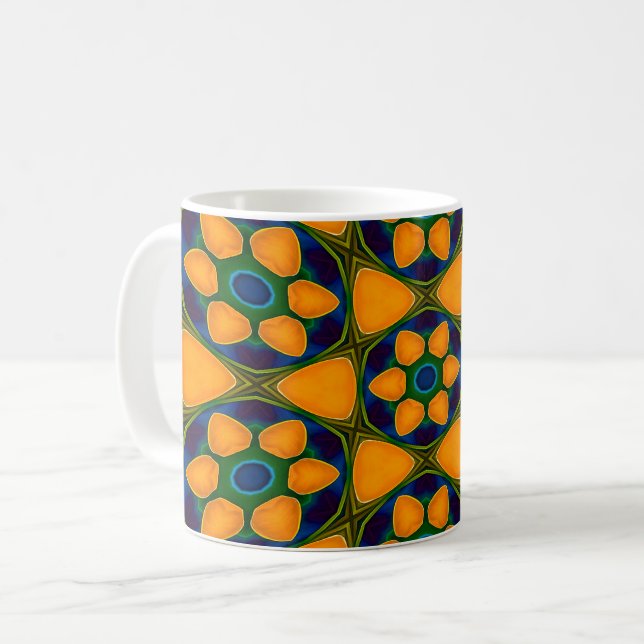 Unique Abstract Flowers Pattern Coffee Mug (Front Left)