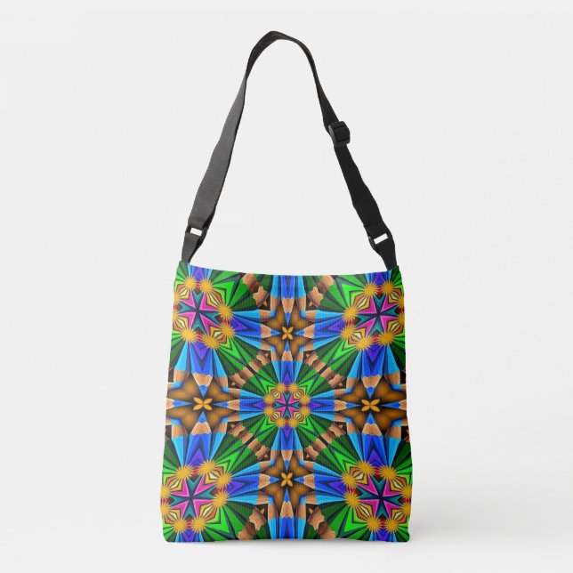 Unique Abstract Flowers Pattern Crossbody Bag (Back)