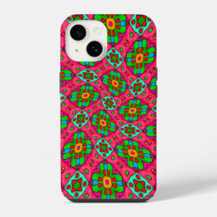 Unique Abstract Flowers Pattern iPhone 14 Case