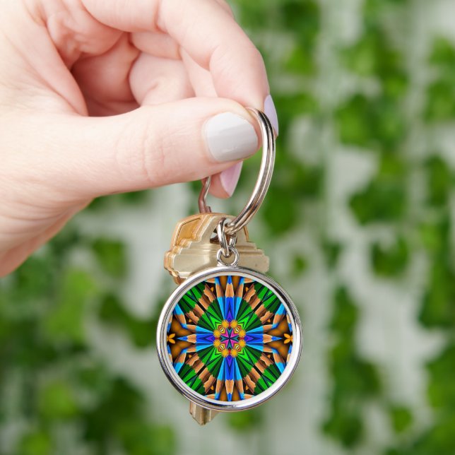 Unique Abstract Flowers Pattern Key Ring (Hand)