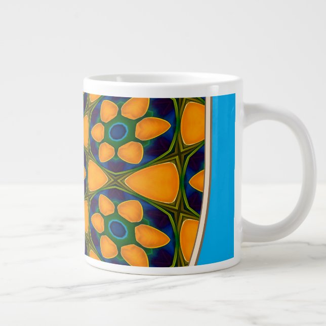 Unique Abstract Flowers Pattern Large Coffee Mug (Right)