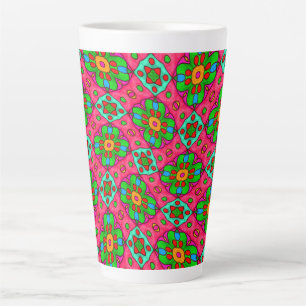Unique Abstract Flowers Pattern Latte Mug