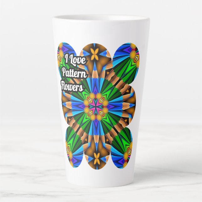 Unique Abstract Flowers Pattern Latte Mug (Front)
