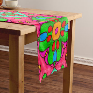 Unique Abstract Flowers Pattern Long Table Runner