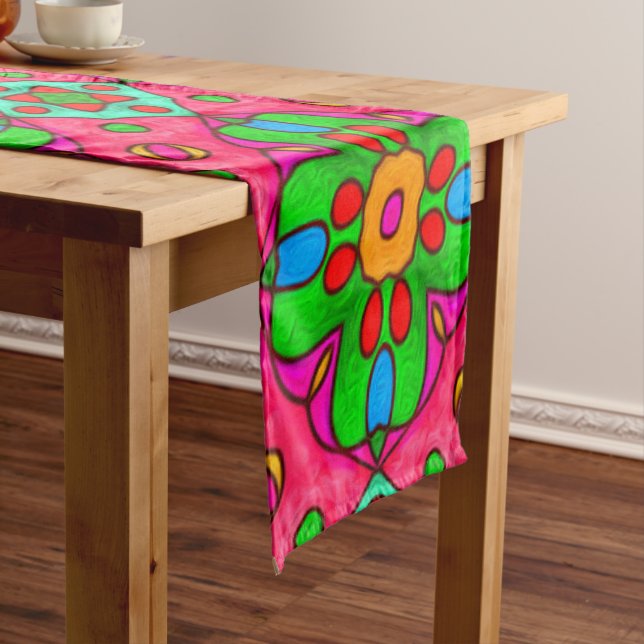 Unique Abstract Flowers Pattern Long Table Runner (In Situ)