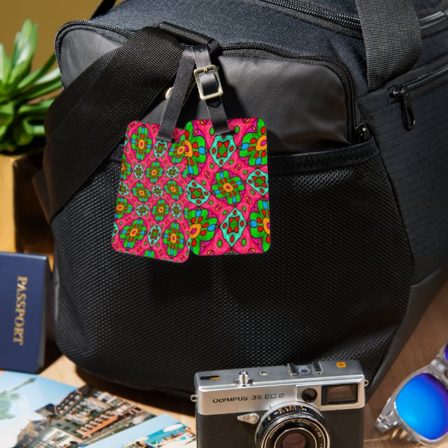 Unique Abstract Flowers Pattern Luggage Tag (Front & Back)
