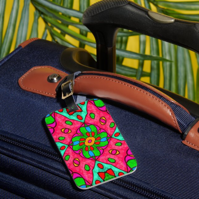 Unique Abstract Flowers Pattern Luggage Tag (Front Insitu 1)