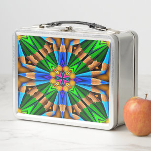 Unique Abstract Flowers Pattern Metal Lunch Box