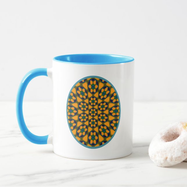 Unique Abstract Flowers Pattern Mug (With Donut)