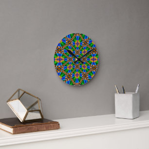 Unique Abstract Flowers Pattern Round Clock