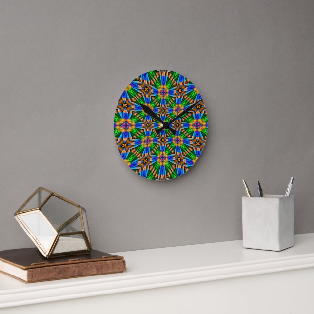 Unique Abstract Flowers Pattern Round Clock (Office)
