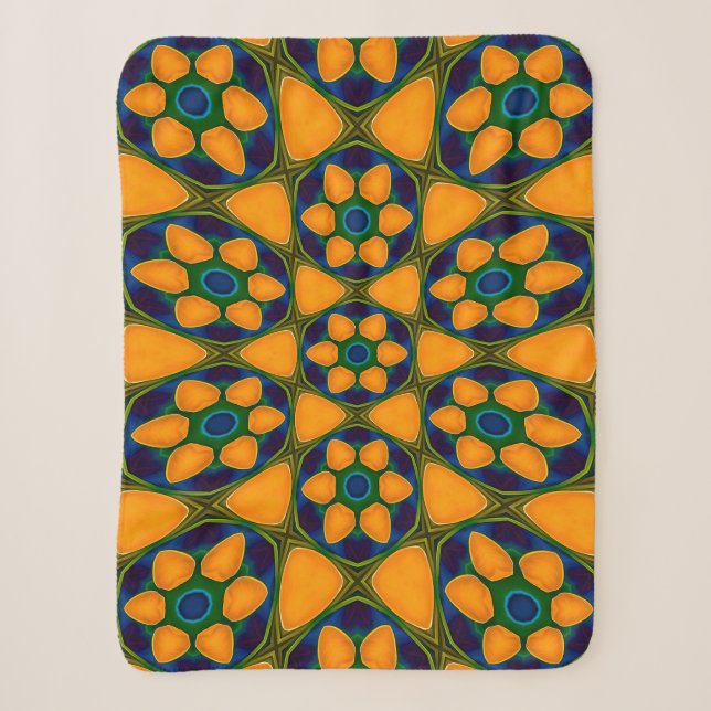 Unique Abstract Flowers Pattern Sherpa Blanket (Front)