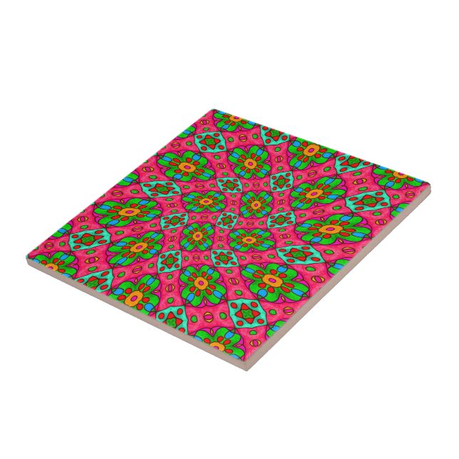 Unique Abstract Flowers Pattern Tile (Side)